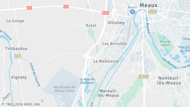 Carte de la zone d'intervention à Villenoy