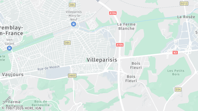 Carte de la zone d'intervention à Villeparisis
