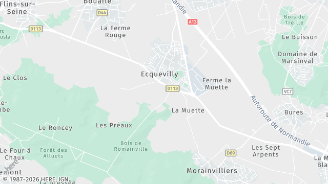 Carte de la zone d'intervention à Ecquevilly