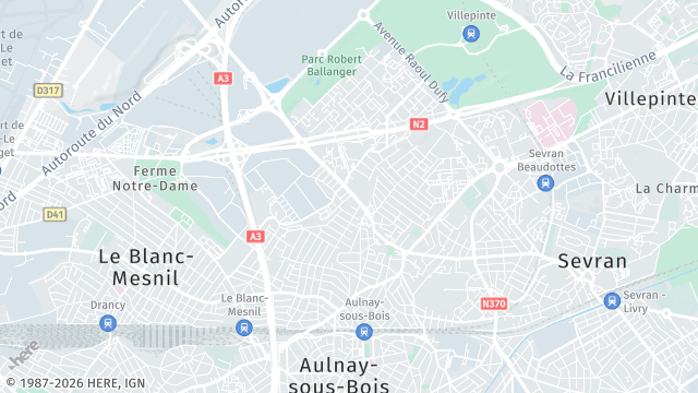 Carte de la zone d'intervention à Aulnay-sous-Bois