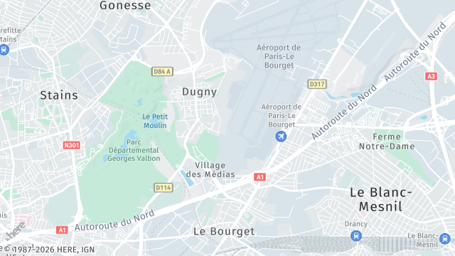 Carte de la zone d'intervention à Dugny