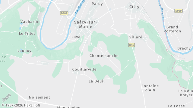 Carte de la zone d'intervention à Saâcy-sur-Marne
