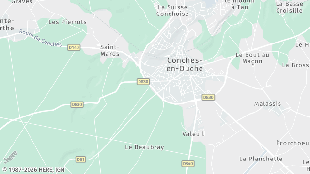Carte de la zone d'intervention à Conches-en-Ouche