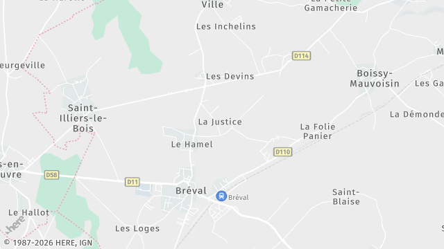 Carte de la zone d'intervention à Bréval