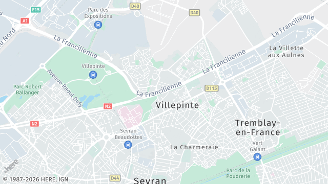 Carte de la zone d'intervention à Villepinte