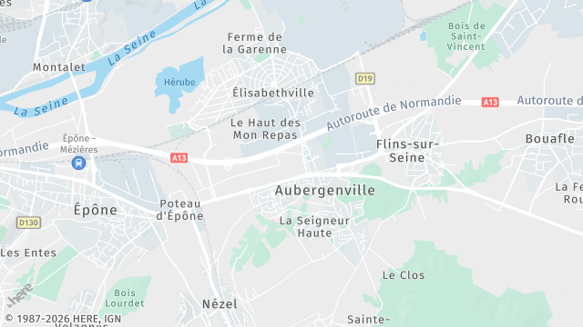 Carte de la zone d'intervention à Aubergenville