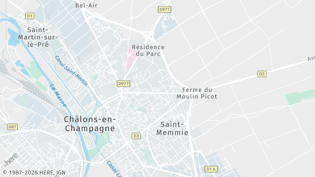 Carte de la zone d'intervention à Châlons-en-Champagne