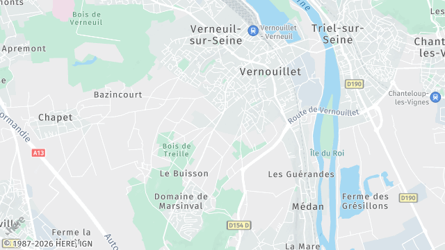 Carte de la zone d'intervention à Vernouillet