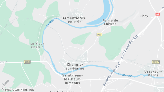 Carte de la zone d'intervention à Changis-sur-Marne