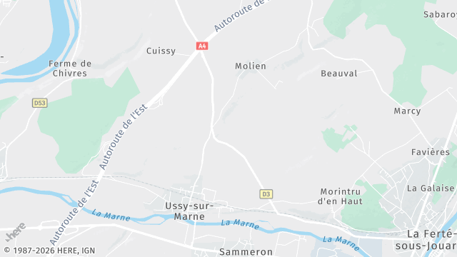 Carte de la zone d'intervention à Ussy-sur-Marne