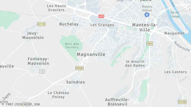 Carte de la zone d'intervention à Magnanville