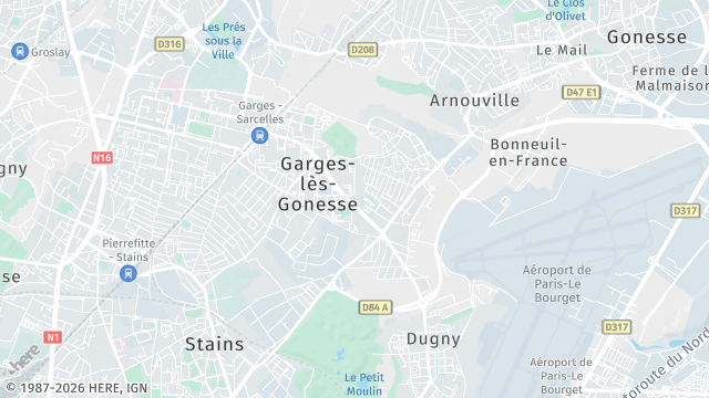 Carte de la zone d'intervention à Garges-lès-Gonesse