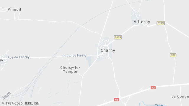 Carte de la zone d'intervention à Charny