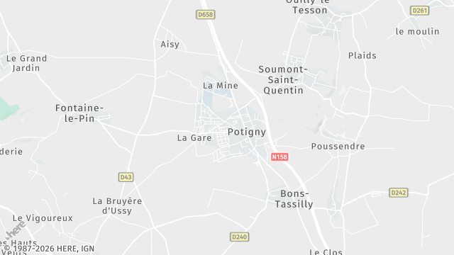 Carte de la zone d'intervention à Potigny