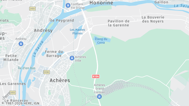 Carte de la zone d'intervention à Achères