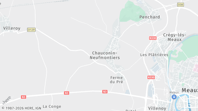 Carte de la zone d'intervention à Chauconin-Neufmontiers