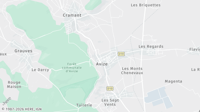 Carte de la zone d'intervention à Avize