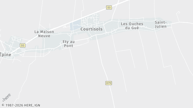 Carte de la zone d'intervention à Courtisols