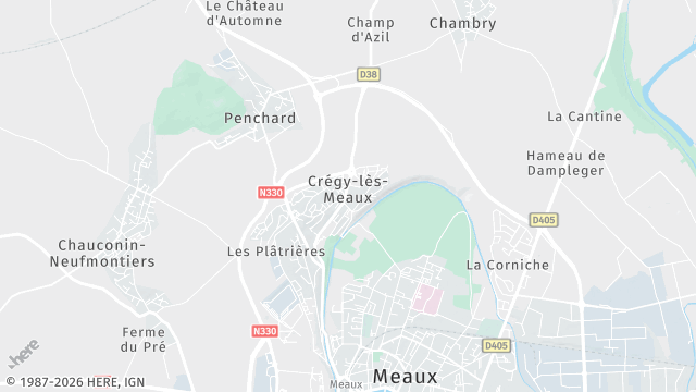 Carte de la zone d'intervention à Crégy-lès-Meaux