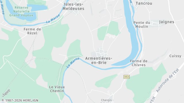 Carte de la zone d'intervention à Armentières-en-Brie