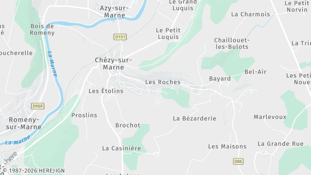 Carte de la zone d'intervention à Chézy-sur-Marne