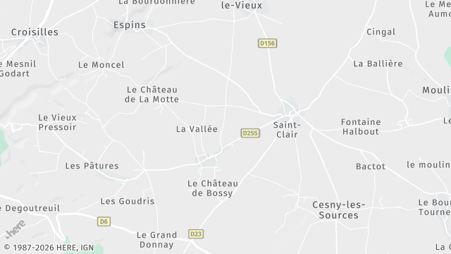 Carte de la zone d'intervention à Cesny-les-Sources