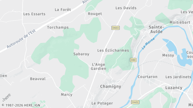 Carte de la zone d'intervention à Chamigny