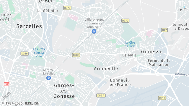 Carte de la zone d'intervention à Arnouville