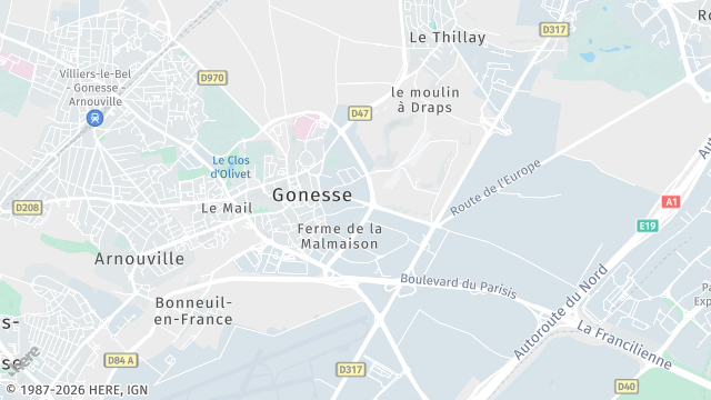 Carte de la zone d'intervention à Gonesse
