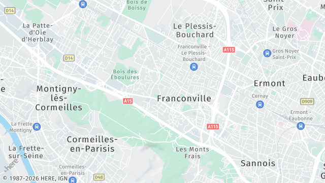 Carte de la zone d'intervention à Franconville
