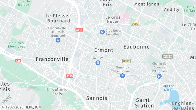 Carte de la zone d'intervention à Ermont