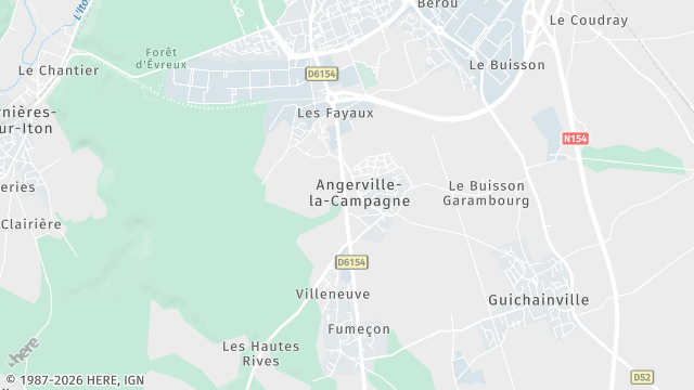 Carte de la zone d'intervention à Angerville-la-Campagne