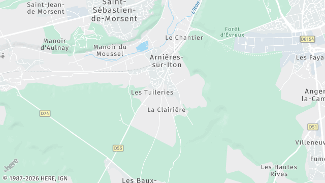 Carte de la zone d'intervention à Arnières-sur-Iton