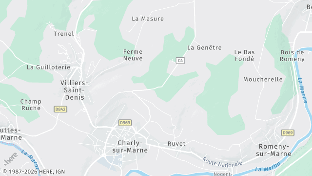 Carte de la zone d'intervention à Charly-sur-Marne