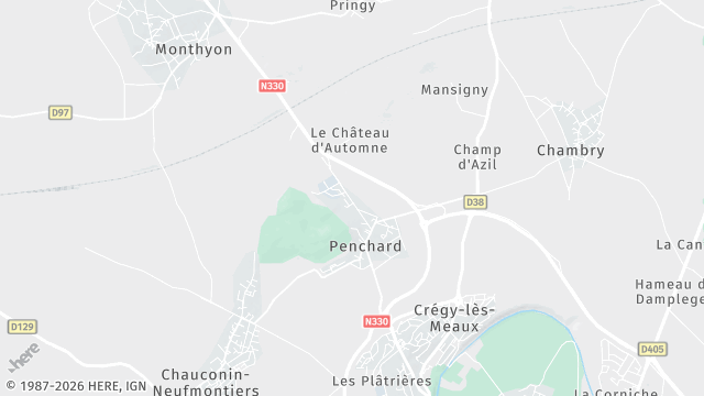 Carte de la zone d'intervention à Penchard