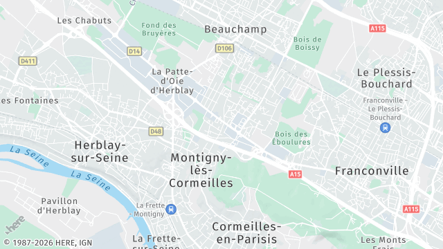 Carte de la zone d'intervention à Montigny-lès-Cormeilles