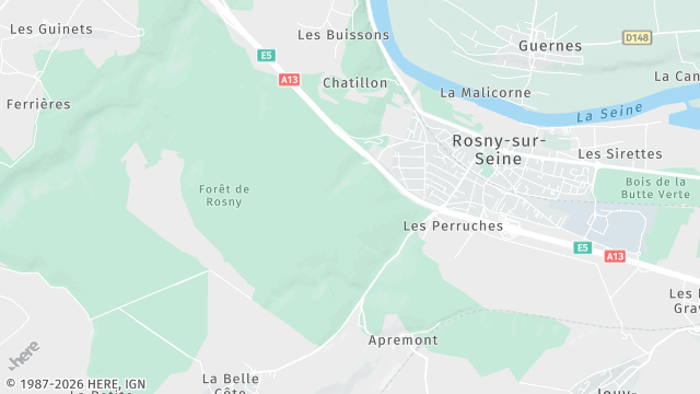 Carte de la zone d'intervention à Rosny-sur-Seine