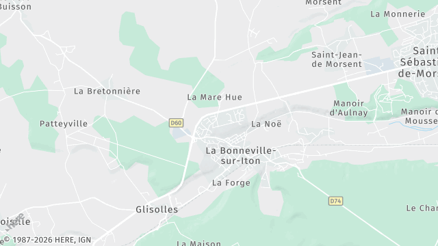 Carte de la zone d'intervention à La Bonneville-sur-Iton
