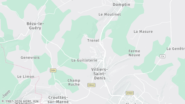 Carte de la zone d'intervention à Villiers-Saint-Denis