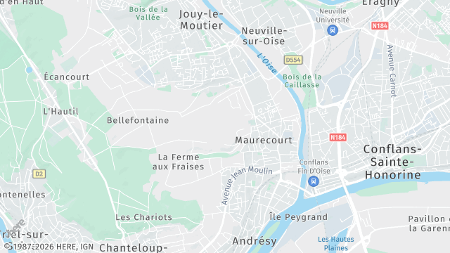 Carte de la zone d'intervention à Maurecourt