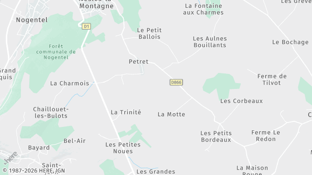 Carte de la zone d'intervention à Nesles-la-Montagne