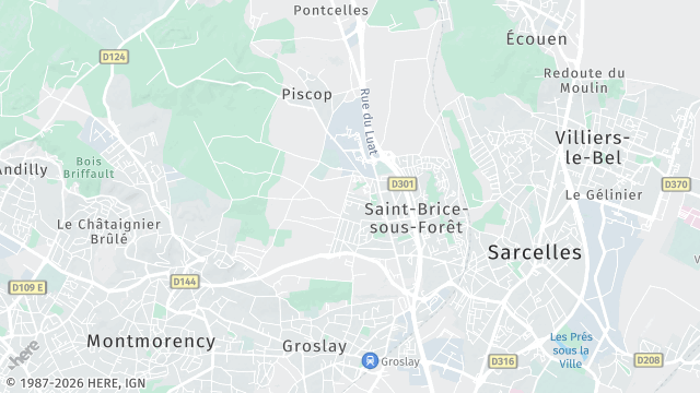 Carte de la zone d'intervention à Saint-Brice-sous-Forêt
