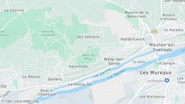 Carte de la zone d'intervention à Mézy-sur-Seine