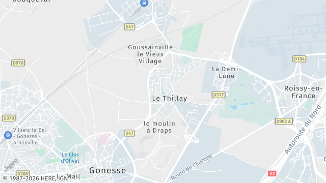 Carte de la zone d'intervention à Le Thillay