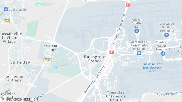 Carte de la zone d'intervention à Roissy-en-France