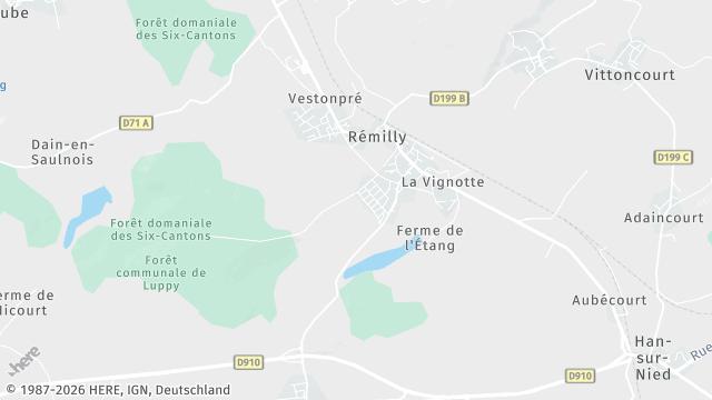 Carte de la zone d'intervention à Rémilly