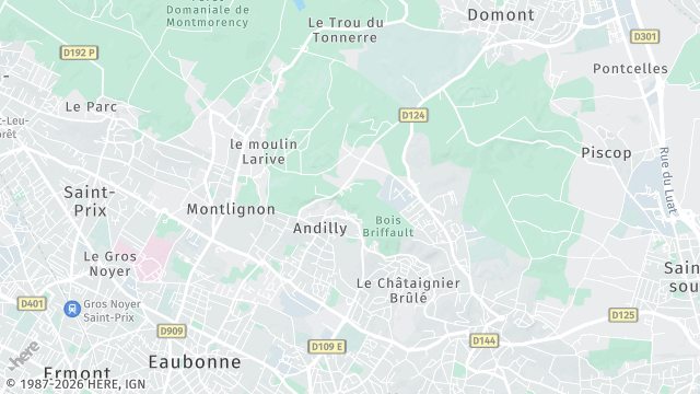Carte de la zone d'intervention à Andilly