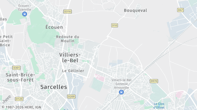 Carte de la zone d'intervention à Villiers-le-Bel