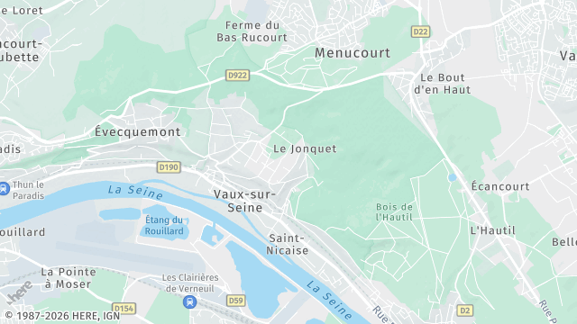 Carte de la zone d'intervention à Vaux-sur-Seine