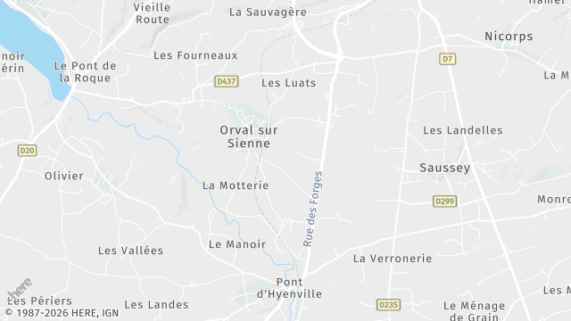 Carte de la zone d'intervention à Orval sur Sienne